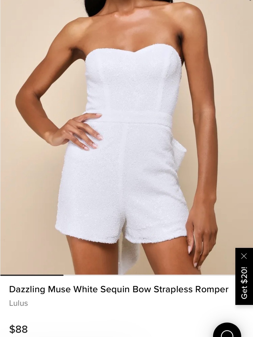 Lulu's White Strapless Sequin Romper